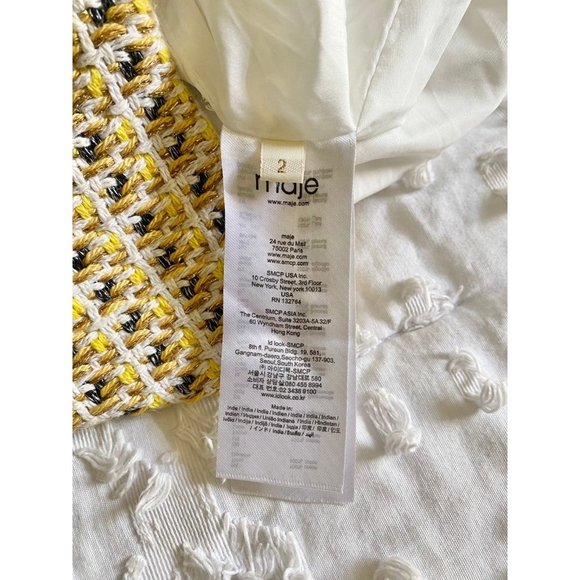 MAJE Rill Yellow Tweed Dress Women’s 2 - Picture 11 of 12